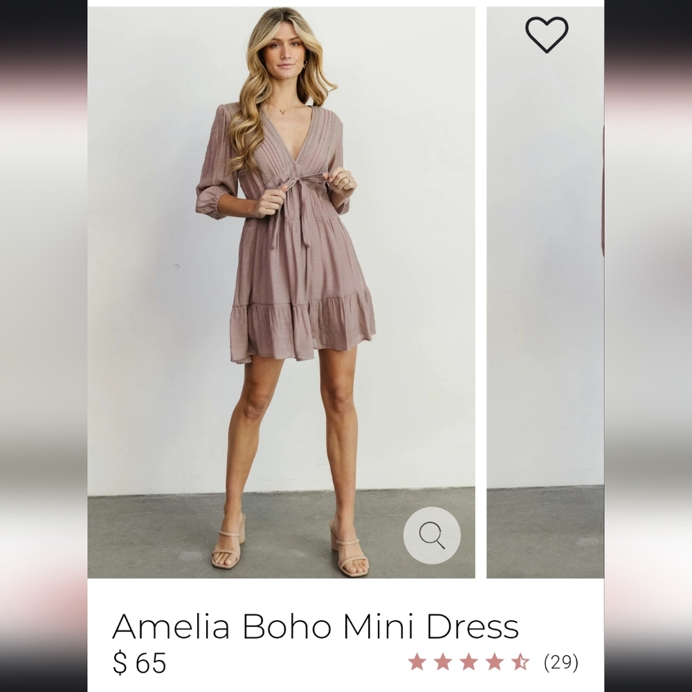 Baltic born Amelia Boho Mini Dress dusty lavender with white lace trim size XL